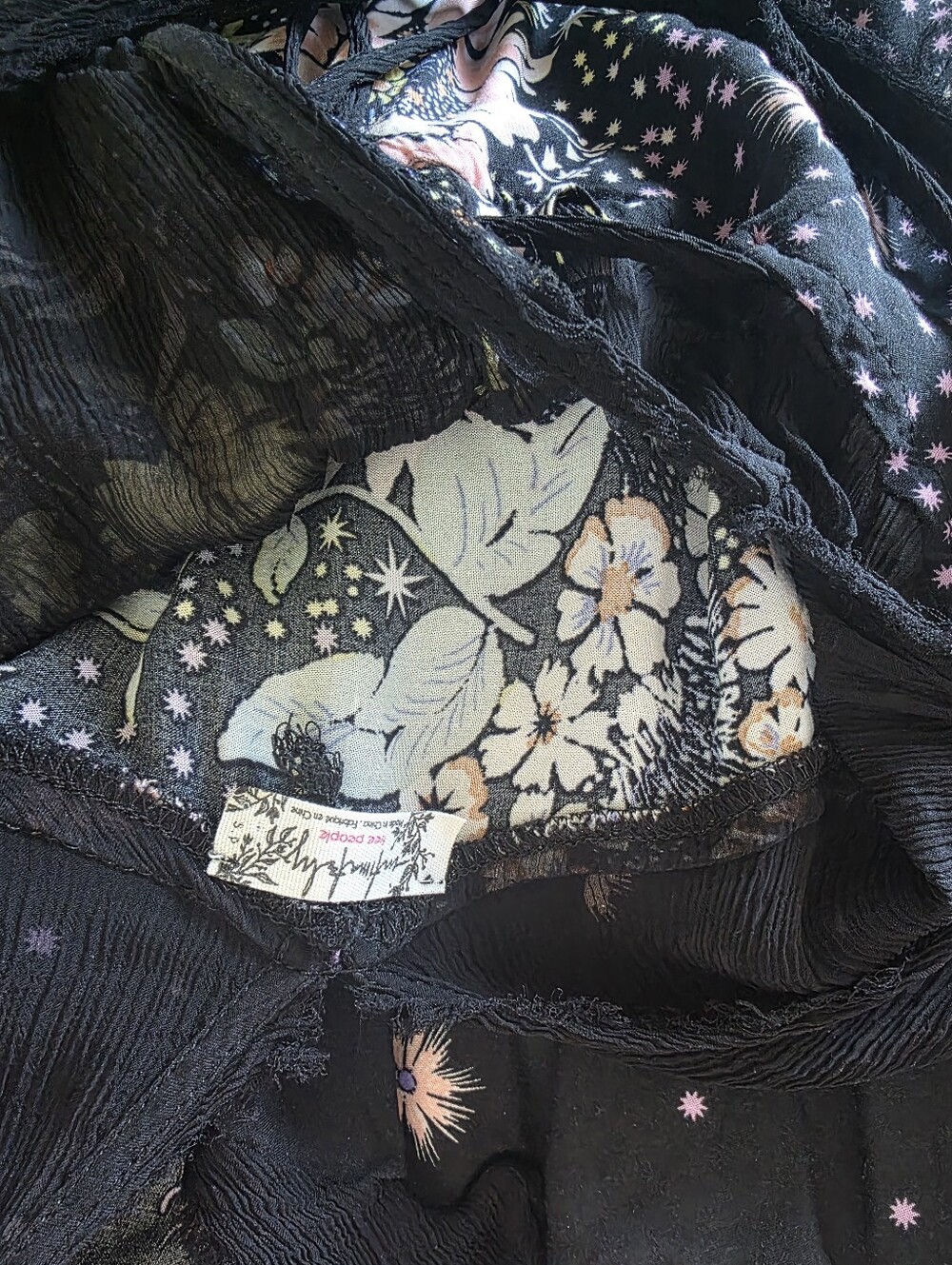 Free People Black Floral Backless V-Neck Mini Dress - Picture 7 of 7